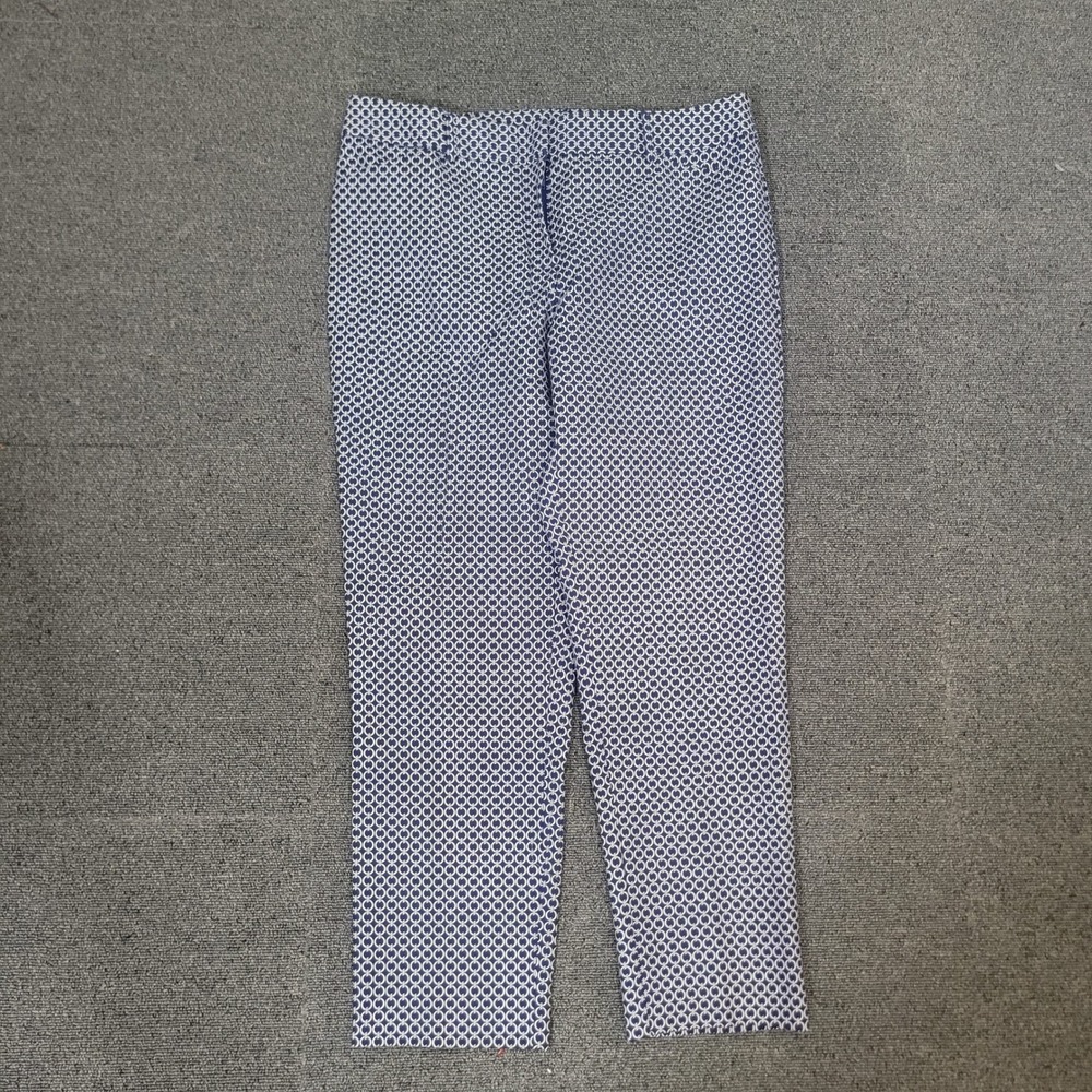 Liz Claiborne Size 12 Emma Ankle Pants Womens Navy White Geometric Chain Link